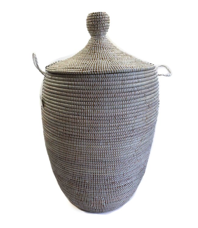 Rieten mand traditioneel Large wit-zwart Sterren