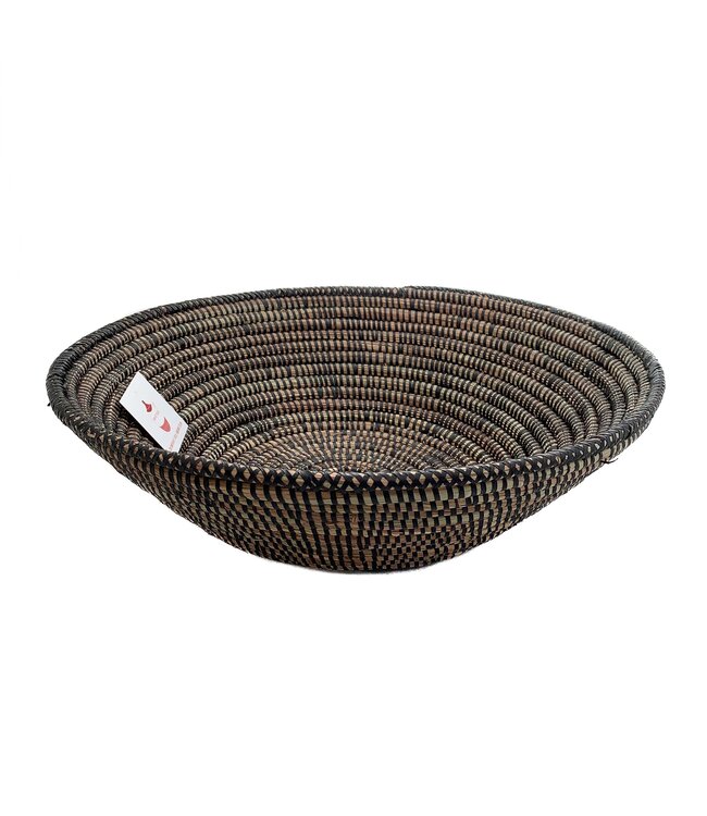 Wicker bowl - basket black - diameter 42 x height 12 cm
