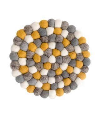 BeYoona Felt round coaster -grey - musterd yellow - white - D 20 cm