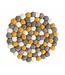 BeYoona Onderzetter vilt rond grijs -mosterdgeel - wit  D20 cm