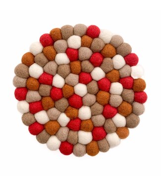 BeYoona Felt round coaster Rusty-Red | red - brown - beige D 20 cm
