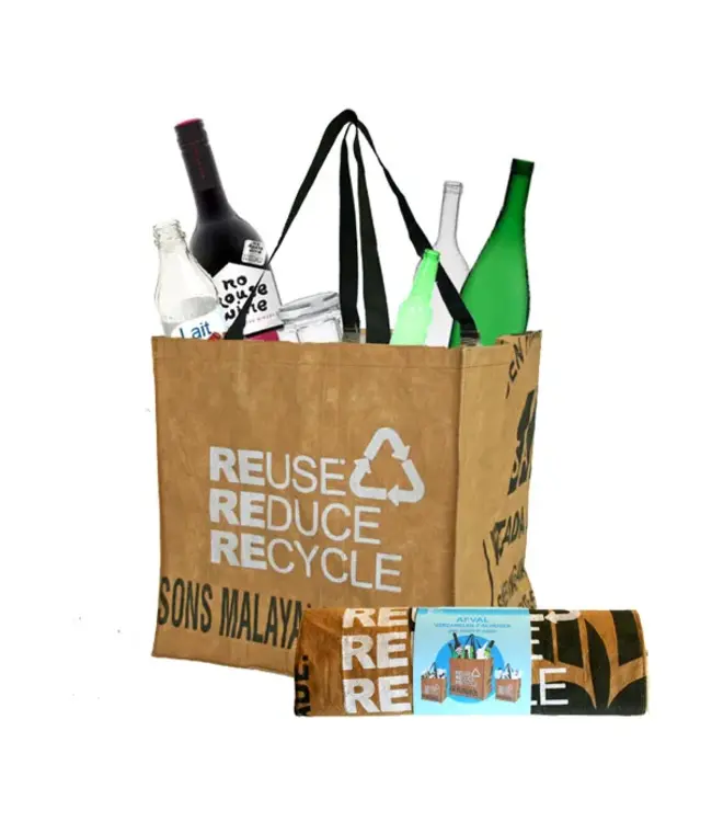 Tas voor lege flessen - oud papier e.d.  gerecyclede theezakken