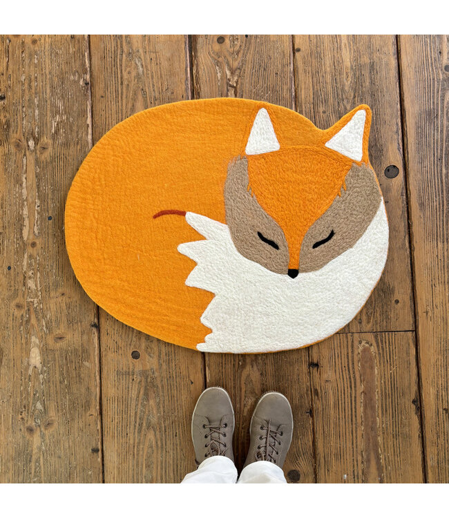 Vloerkleedje vilt - Oranje vos - 77 x 62 cm