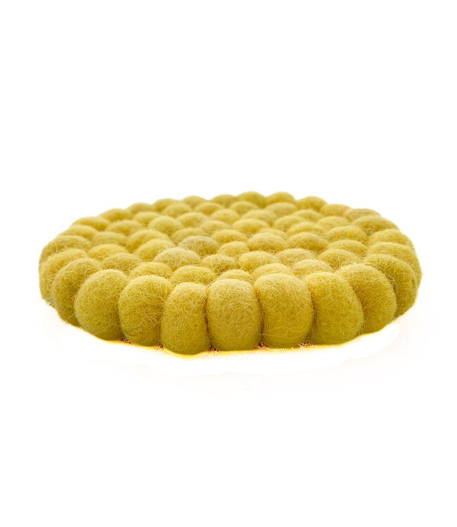 Vilten onderzetter rond geel D10 cm