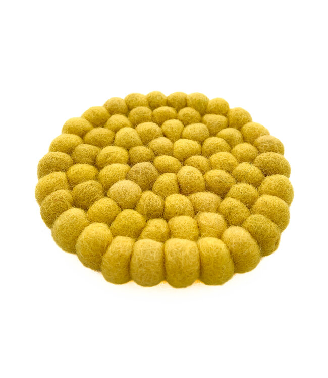 Vilten onderzetter rond geel D10 cm