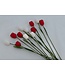 Olino Zijden bloemen rood wit 32 cm- set van 12 stuks