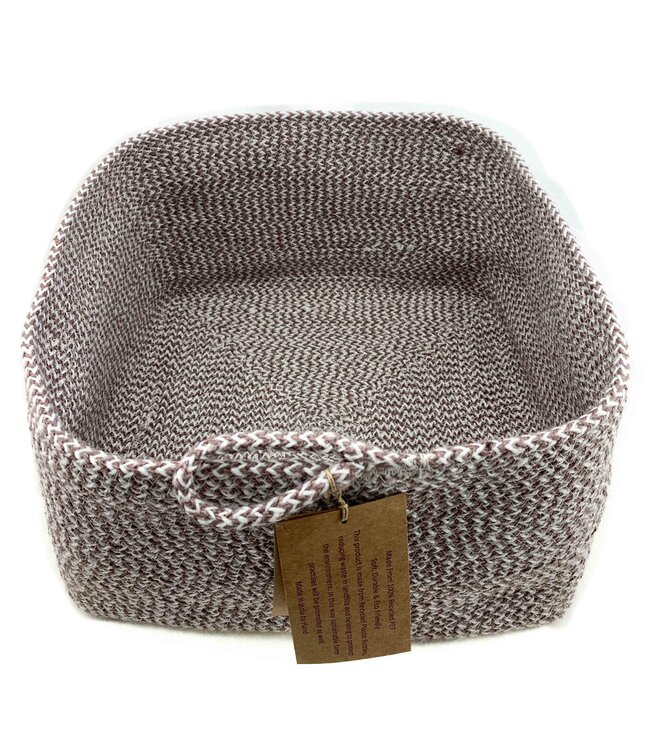 Basket squared brown-grey and white 32x32x20cm