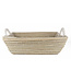 Straw serving tray rectangled white H14xL45xW35cm