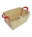 FairForward Fietsmandje bamboe met rode hengsels 35x29x17cm
