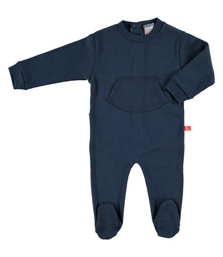 Limo basics Pyjama donkerblauw met voetjes bio katoen maat 46