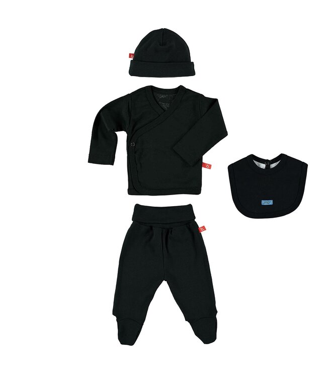 Limobasics pack zwart (set trui, broek, slab en muts) maat 50
