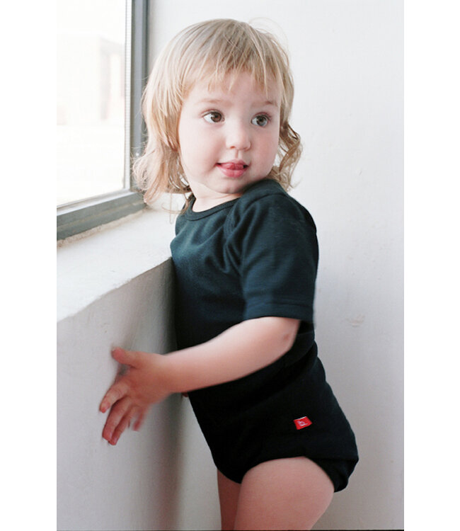 Body short sleeves organic cotton dark brown 74-80