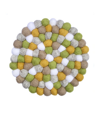 BeYoona Felt round coaster - green - musterd yellow - grey - white - D 20 cm