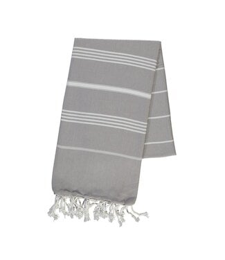 Lalay Hamamdoek lichtgrijs XL multistreep 160x220cm katoen