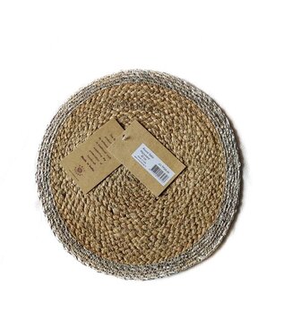 Only Natural Placemat rond jute met zilveren rand - D30cm