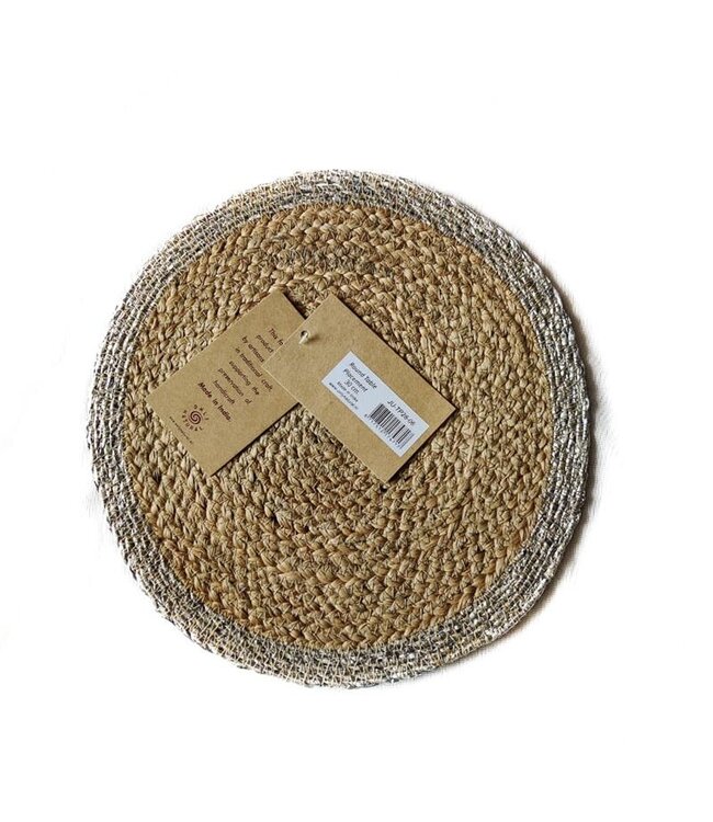 Placemat jute with silver edge - D30cm