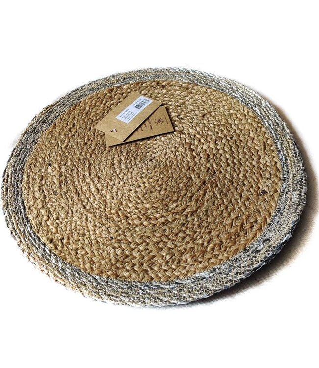 Placemat jute with silver edge - D30cm