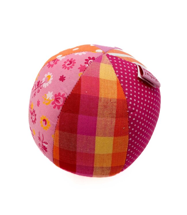 Bal van stof rood-oranje-roze 11 cm