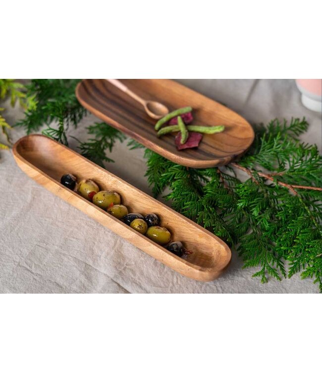 Oval serving bowl wood ellipse 15x30 cm