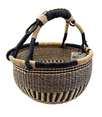 Gone Arty Rieten draagmand Medium blauw-naturel d35cm