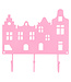 GlobalAffairs Kapstok - sleutelrerk grachtenhuizen - roze 17x17cm