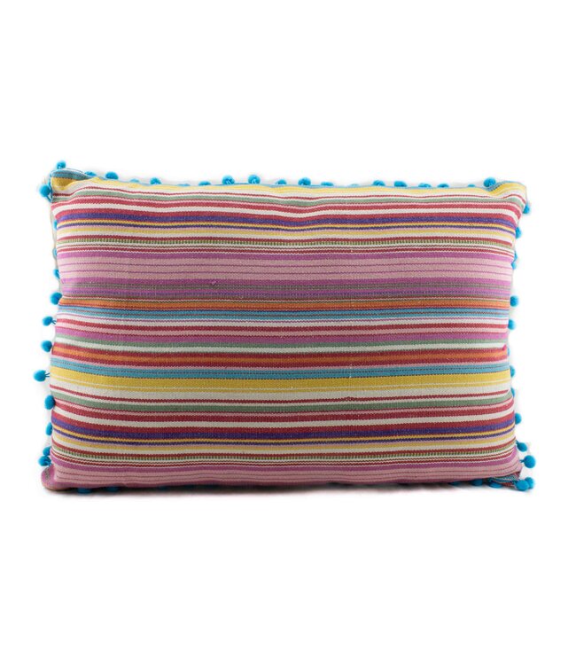 Gestreept kussen roze-geel-blauw gestreept 50x35cm