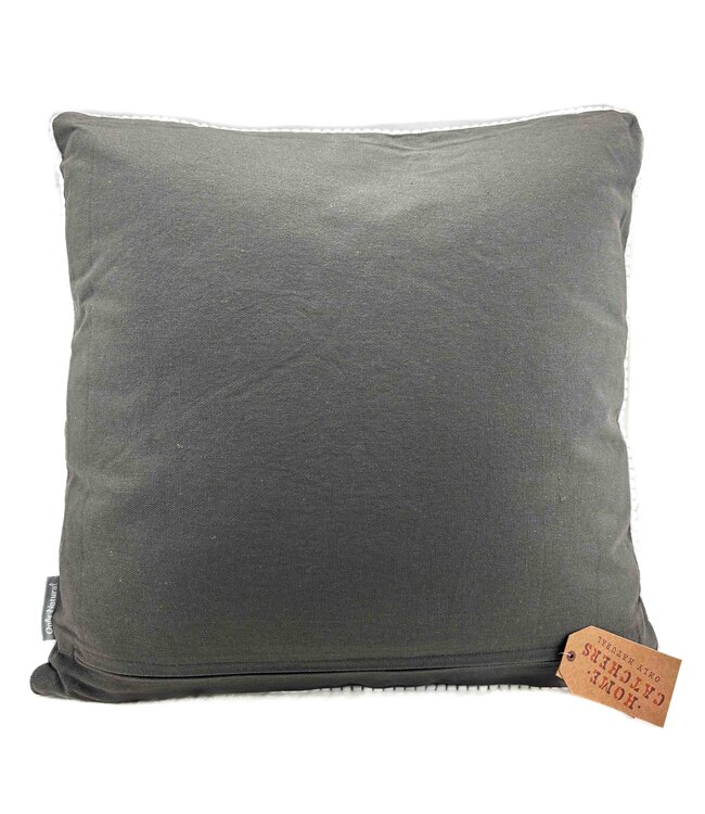 Pillow square grey with two robins 45x45cm