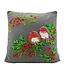 Pillow square grey with two robins 45x45cm