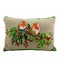 Sierkussen 35x50cm beige met roodborstjes