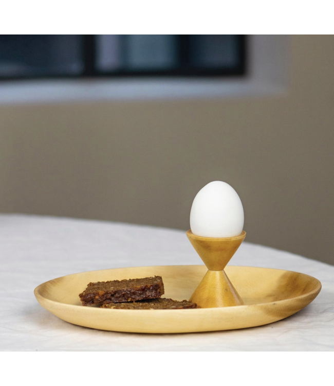 Wooden egg holder sandglass 5x6,5 cm