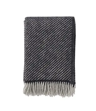Klippan Plaid Carl - zwart - grijs eco wol 200x130 cm