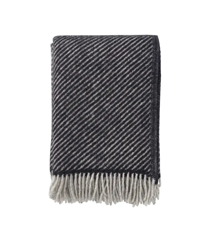 Plaid Carl - zwart - grijs eco wol 200x130 cm