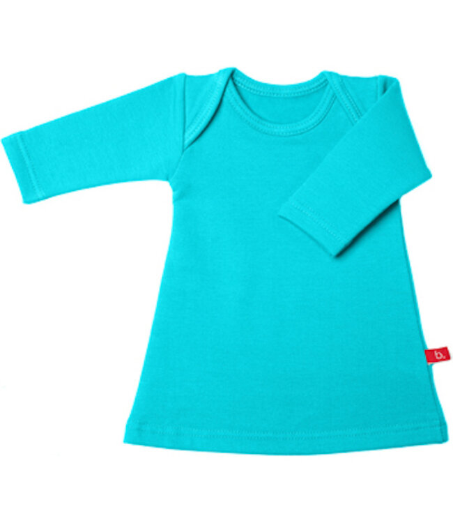 Jurkje lange mouw bio sweatstof turquoise
