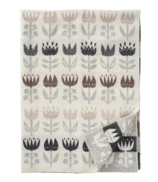 Klippan Blanket Tulips - grey eco wool 180x130 cm