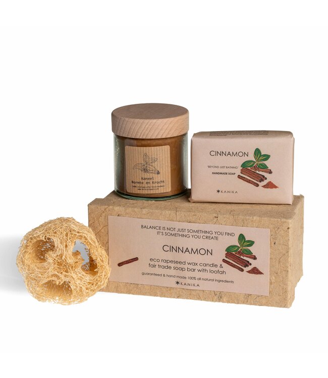 Welness gift set Cinnamon with eco wax candle