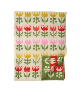 Klippan Deken Tulip eco wol rood-geel-roze 180x130 cm