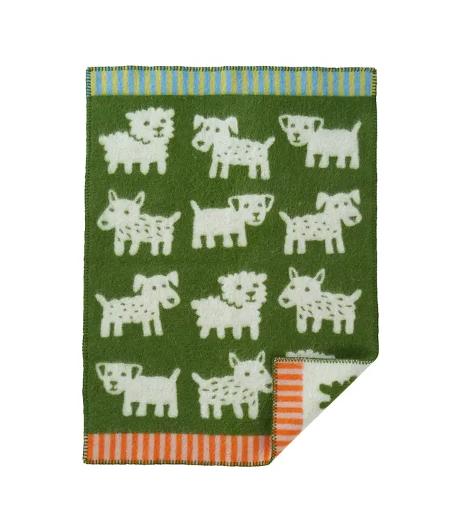 Crib blanket Voff green - eco wool 90x65cm