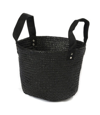 Fair Forward Black bag or basket of seagrass with handles M - H25xD33cm