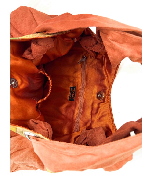 Shoulder bag orange silk 35x35 cm