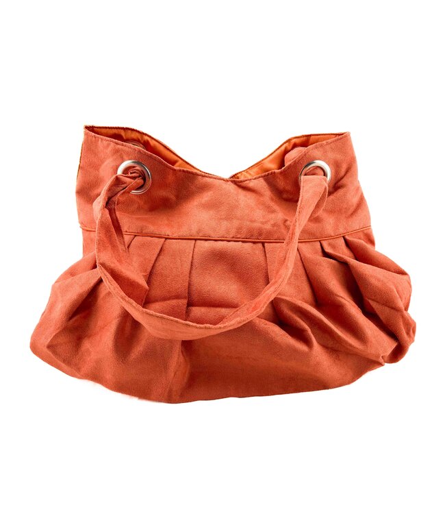 Tas 100% zijde oranje met rand in goudkleur