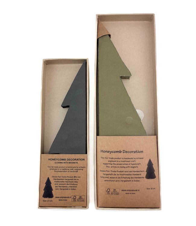 Papieren kerstboom 23 cm - zwart met glitter