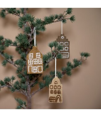 SjaalmetVerhaal Christmas hangers felt gingerbread canal houses 6 pcs