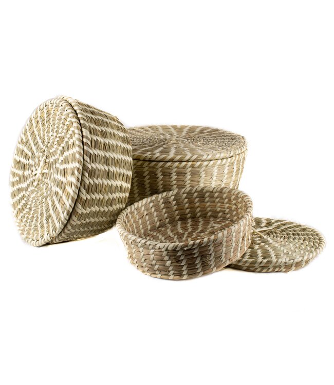 Set of 3 palmleave baskets - beige