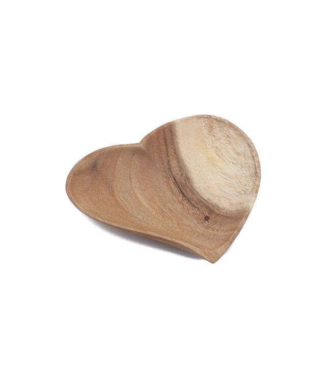 Houten bord hartvorm acaciahout 15cm