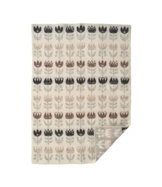 Klippan Crib blanket Tulips grey beige eco wool 90x65cm