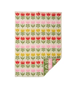 Klippan Crib blanket Tulips multi colour eco wool 90x65cm