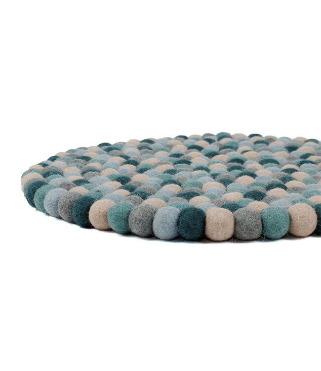 Felt coaster 40 cm Beach - blue shades - D 40 cm