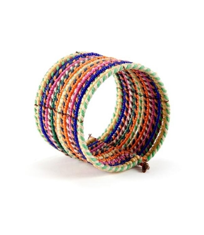 Bracelet muliticolour cotton and beads - 5cm