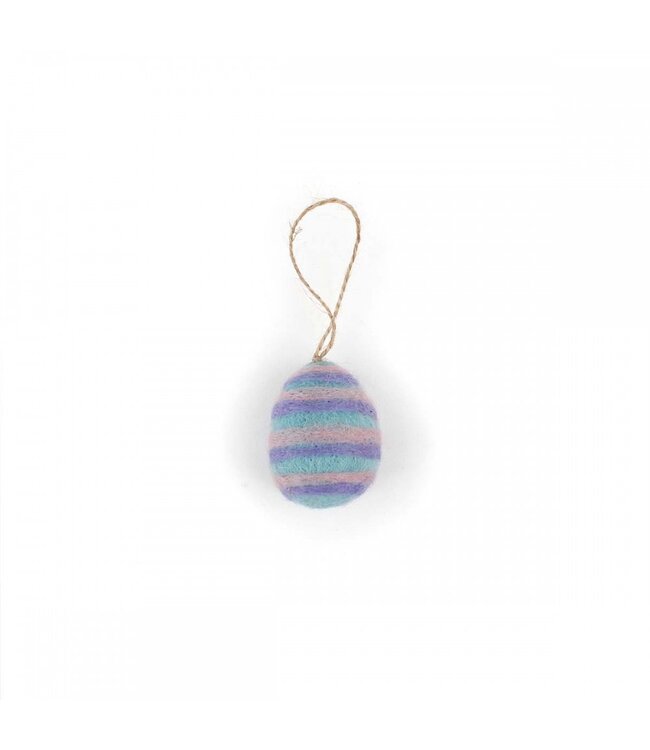 Set of 6 felt pastel stripes -spot  Easter eggs hangers 4x3cm