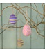 Set van 6 vilten hangers - Paaseieren pastel streep -stip 4x3cm